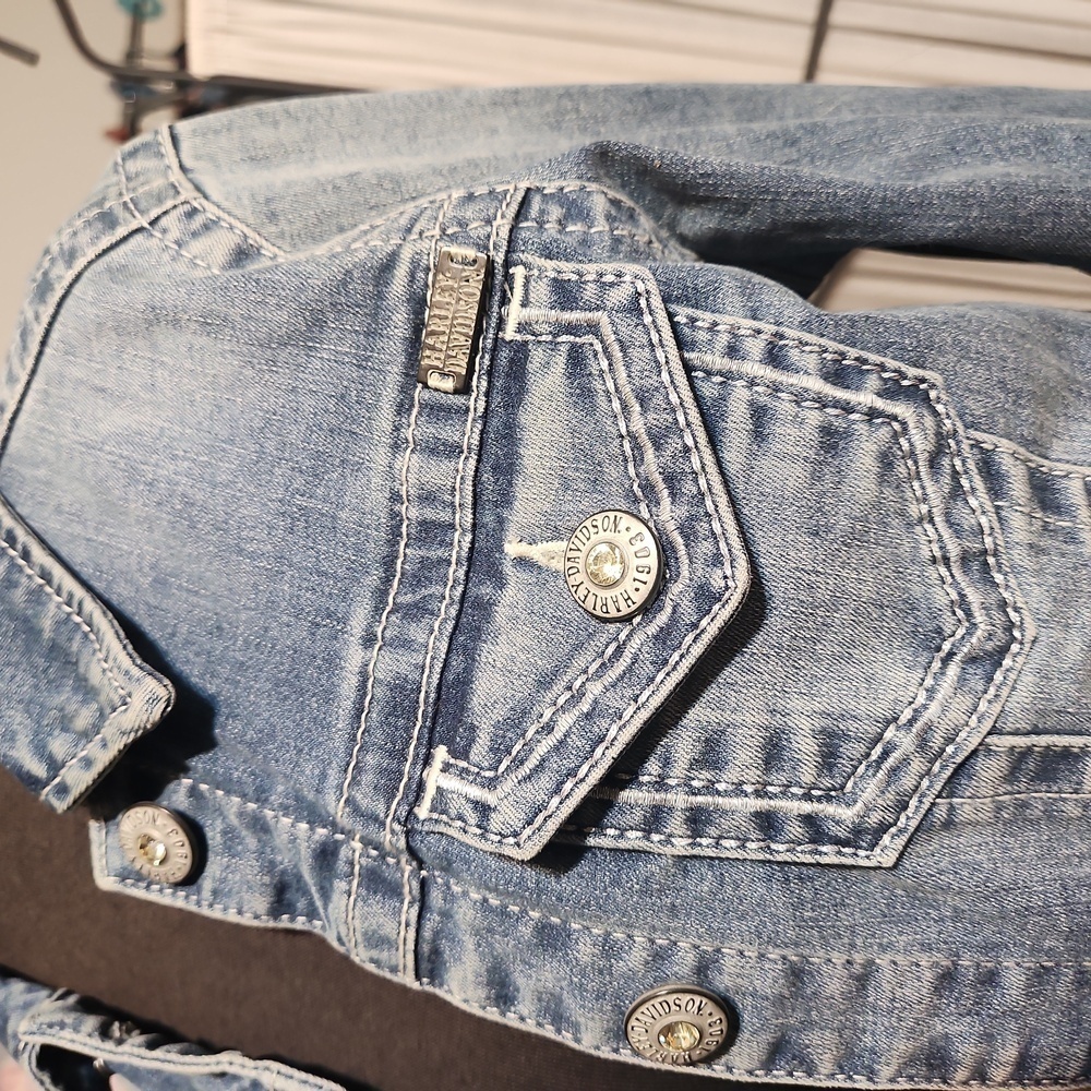 Harley Davidson Blue Denim Jacket SZ SMALL